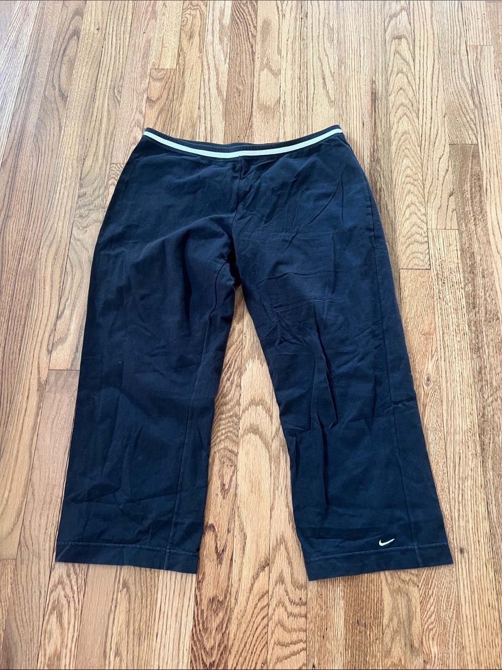 Nike Black Cropped Joggers with Striped Waistband